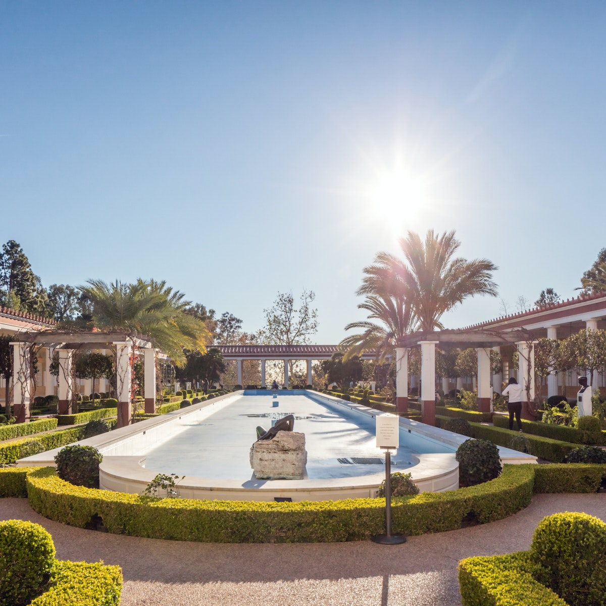 LOS ANGELES, USA - DECEMBER 23 2015: The Getty Villa  is one of two locations of the J. Paul Getty Museum which is dedicated to the study of the arts and cultures of ancient Greece, Rome, and Etruria.; Shutterstock ID 355379339; Your name (First / Last): Josh Vogel; GL account no.: 56530; Netsuite department name: Online Design; Full Product or Project name including edition: Digital Content/Sights