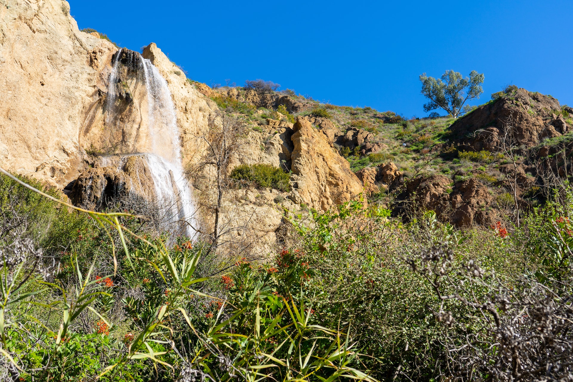 A views of Escondido Falls after a heavy rainfall, Malibu, California, USA