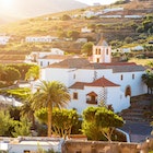 Betancuria village with a church tower on Fuerteventura island.