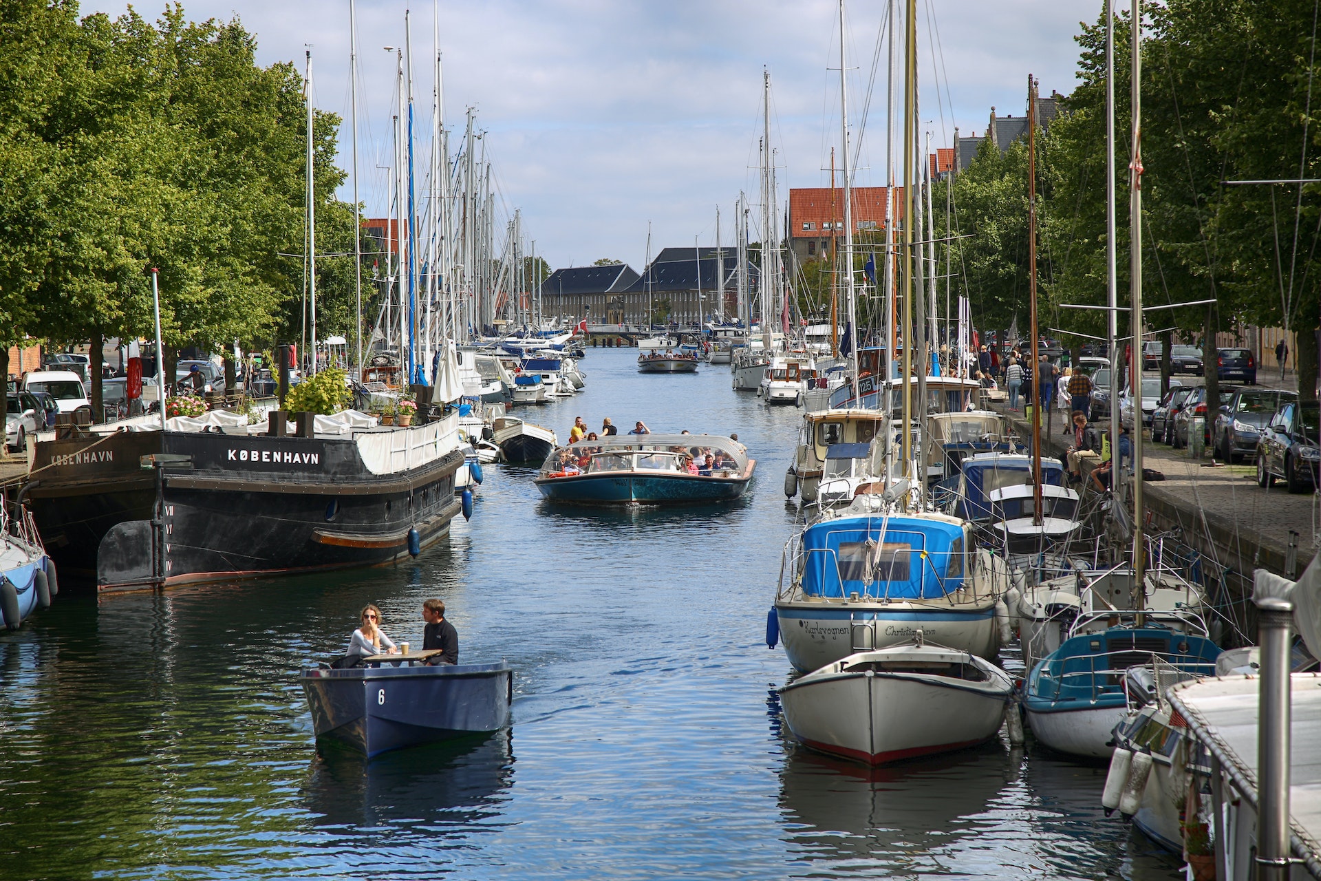 Boats on the canal in Copenhagen, Denmark