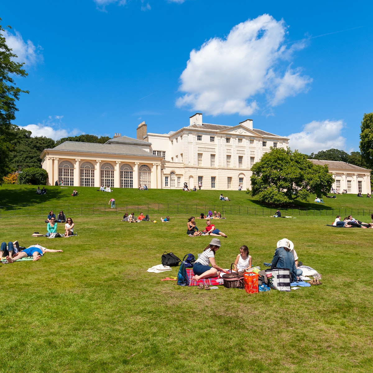 People having picnics at Kenwood House, Hampstead Heath.